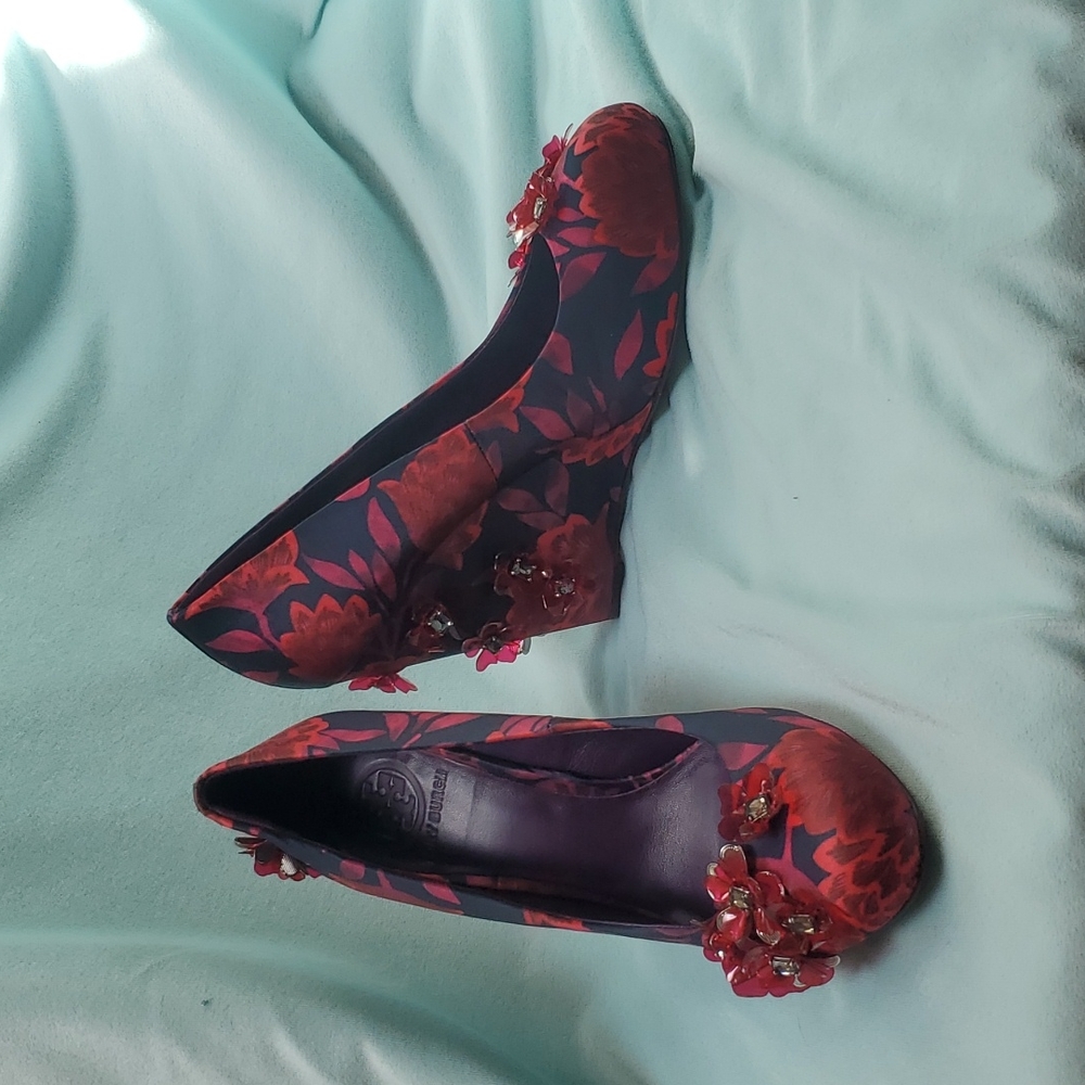 Tory Burch floral wedge